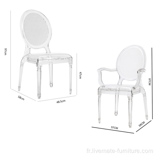 Fête de mariage classique vente chaude Tiffany Clear Tiffany Chair